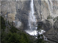 Upper Yosemite Falls water and ice details